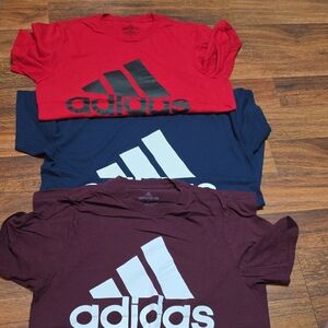 adidas Short Sleeve Logo Tees in Red, Navy, Maroon